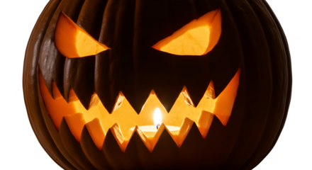 Illustration Scary Jack O Lantern Pumpkin With Candle Light