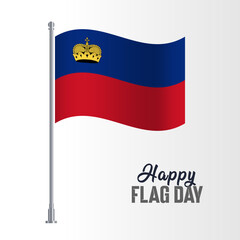 Obraz premium Liechtenstein Flag Pole Vector Illustration Wavy Flag Pole Happy Flag Day