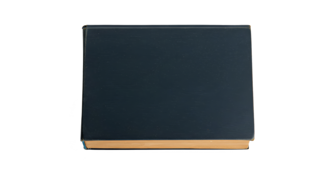 Dark Blue Rectangular Object with Wooden Base Isolated on Transparent Background