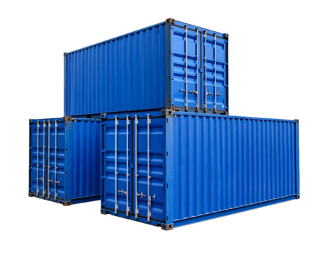 Blue Shipping Cargo Container Isolated on White Background