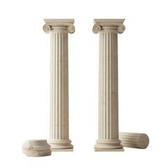 Illustration Two Ancient Greek Ionic Columns Isolated Transparent Background