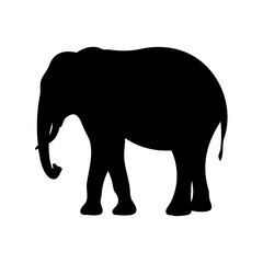 Fototapeta premium Silhouette of an African Elephant on a White Background Animal Illustration