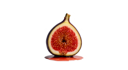 Isolated Fresh Ripe Fig Half With Red Juice Transparent Background