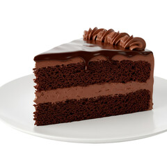 Delicious Chocolate Cake Slice Isolated White Background