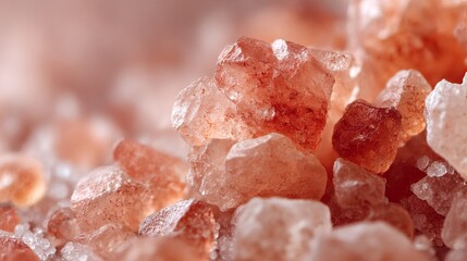 Himalayan pink salt crystals, ideal for culinary use, relaxing baths, or aromatherapy. Use this pink salt background for your next design project!
 