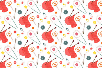 Knitting Tools Pattern Vector Illustration