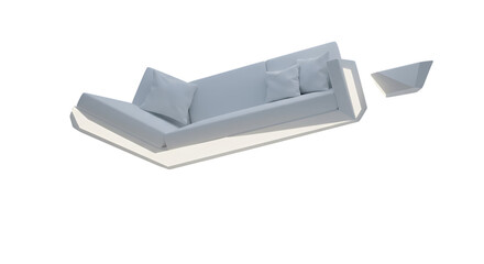 Isolated Gray Sofa With Pillows On Transparent Background 3d Render