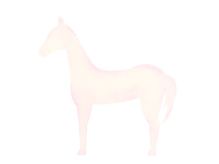 Obraz premium 年賀状素材・横を向いた馬・白・シルエットのイラスト