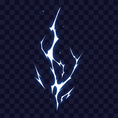 Manga thunder background presents cartoon energy strike effect with glowing spark lines. Manga thunder bg element works for comic lightning bolt, anime flash, electric hit or dynamic vfx. © Rina Antipina