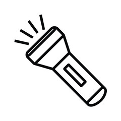 Minimalist line art icon vector of a flashlight emitting light rays scalable eps illustration vector