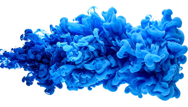 Swirling cloud of vibrant blue dye