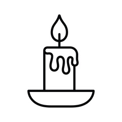 Minimalist black and white line drawing of a burning candle vector illustration for eps vector