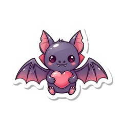Cute Bat Holding a Heart.
