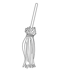 Cute cartoon hand drawn vector broom outline.