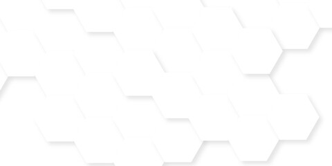 Abstract white hexagon concept background. Seamless bright white abstract honeycomb. Technology for design element vector abstract background.	