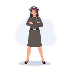 thai woman police officer character wearing uniform representing female strength and justice in public service