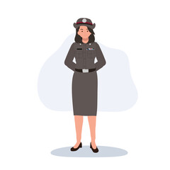 thailand woman police character wearing official uniform flat illustration representing law and order public safety and national service