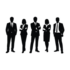Silhouette of a diverse business team standing together with arms crossed
