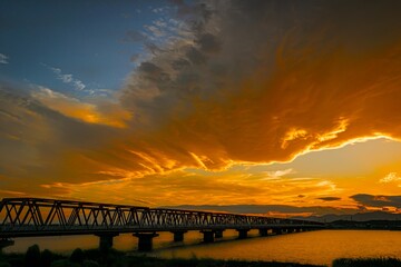 真っ赤に染まる夕焼け空