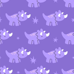 Obraz premium seamless vector pattern with cute cartoon dinosaurs