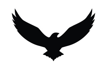 Solid Black Silhouette Vector of a Flying Eagle with Spread Wings