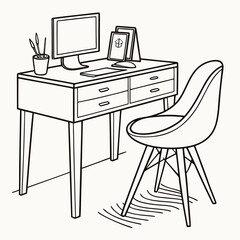 Vector art of office desk