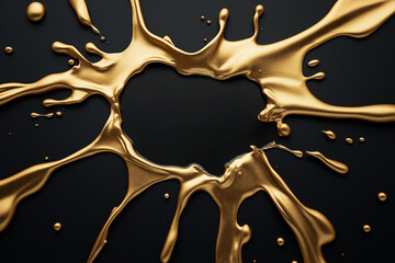 Golden Liquid Frame on Black Background