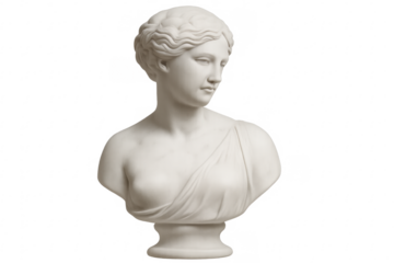 Female marble bust ancient greek sculpture on transparent background