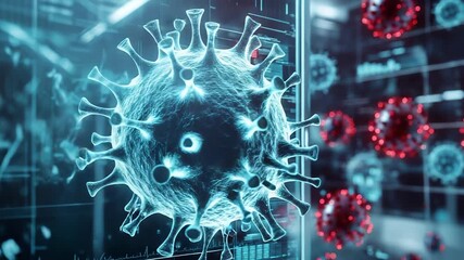 Coronavirus research, analyzing virus data in laboratory - Powered by Adobe