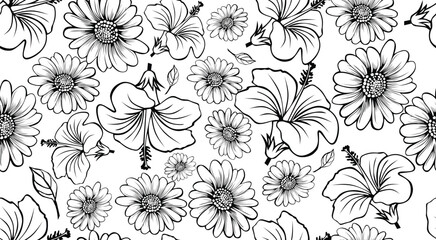 Seamless Patterrn Floral Illustration Botany