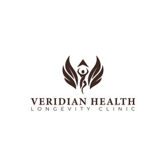 The elegant logo symbolizes elevated health. The stylized figure reaching upward represents biohacking and peak vitality.