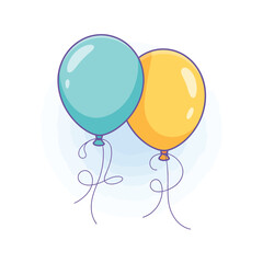 Charming cartoon illustration of two colorful balloons tied with ribbons vector eps icon vector