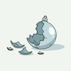 Broken Christmas Ornament Illustration Holiday Disappointment Concept