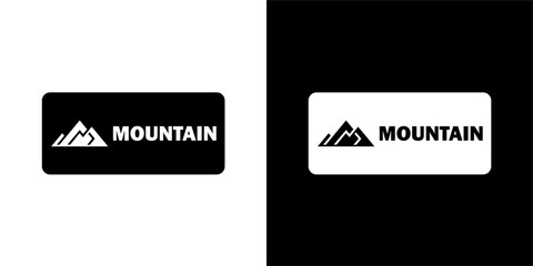 mountain logo inside a rectangle silhouette isolated vector