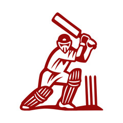 Cricket Batsman Ready to Strike Vector Illustration Batsmans Stance Ready to strike