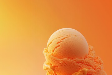 Orange ice cream scoop on vibrant background perfect for summer food ads dessert branding and tropical visuals