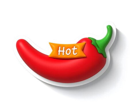 "Chili" Red Pepper 3D Volumetric Sticker Badge - Powered by Adobe