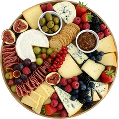 Isolated Photo Cheese Board Platter With Berries And Figs