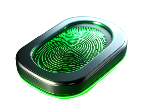 Firefly_Sleek Silver Fingerprint Scanner 3 D Render Green Light Illuminated Fingerprint Detai