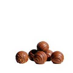 Isolated Photo Chocolate Truffles Pile Dark Brown Creamy Swirls