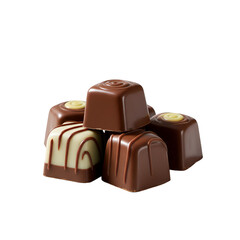 Isolated Photo Collection Assorted Chocolate Candies Dark Milk White Chocolate