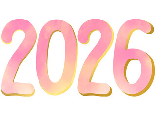 2026数字デザイン・年賀状素材・ピンクと金色