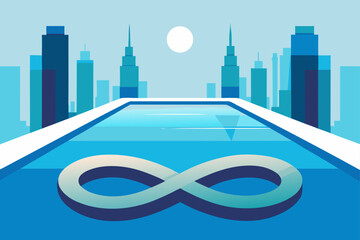 Infinity pool overlooking a cityscape at daytime