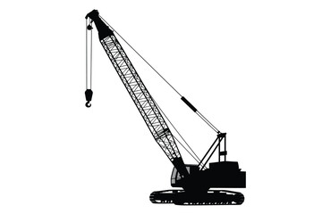 Silhouette illustration of a construction crane machinery for industrial vector graphics eps vector