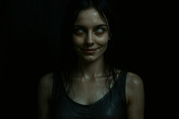 smiling possessed women with glowing eyes scary creepy eerie