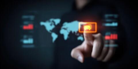 Fototapeta premium Logistics Forecast Measurement: Global Supply Chain Analytics & Predictive Trends Visualization