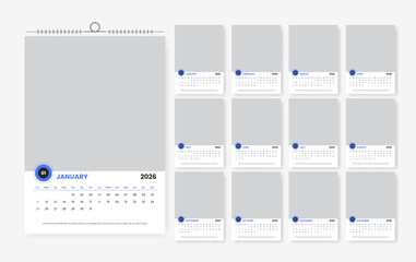 12 page calendar design for 2026, 2026 corporate calendar template