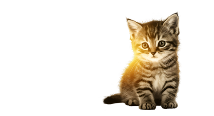 Isolated Photo Kitten Sitting Transparent Background Golden Light