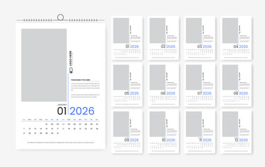 12 page calendar design for 2026, 2026 corporate calendar template