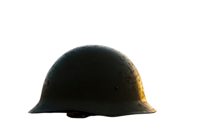 Isolated Photo Military Helmet Dark Green Reflective Sunset Lighting